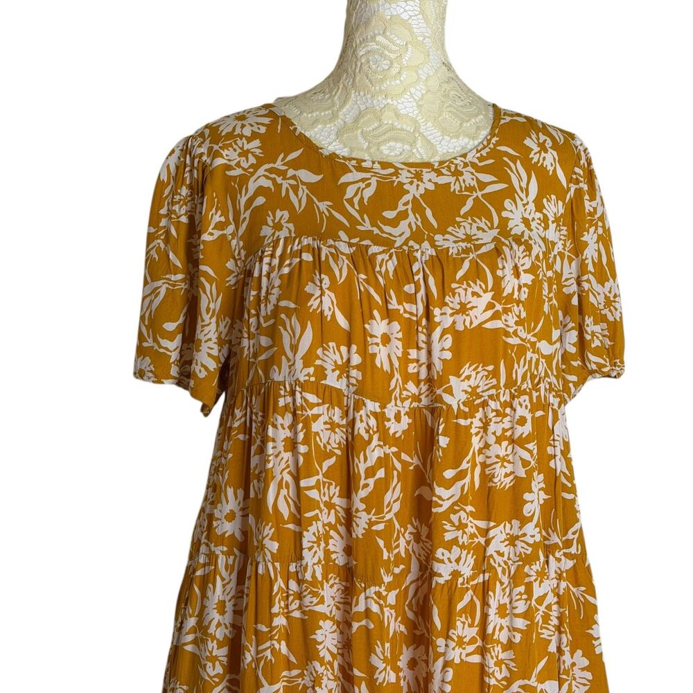Hope Ave Tiered Dress Boho A Line Floral Gold S bv - Picture 2 of 10